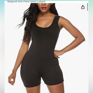 Black One Piece Tank Top Short Romper, Amazon